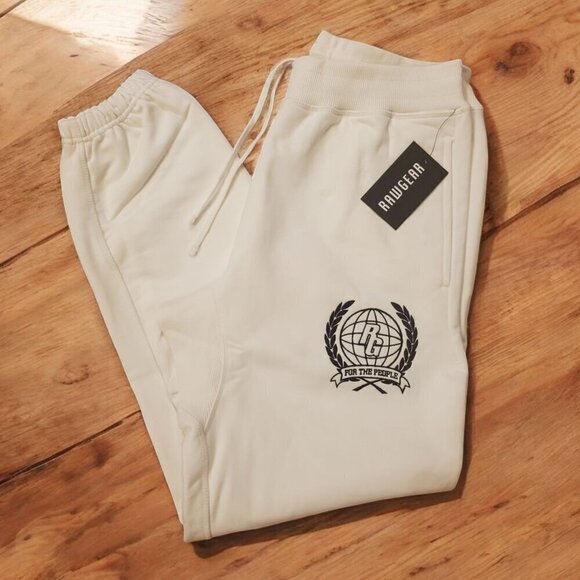 Rawgear Cream Club Sweatpants Men's Size M Drawstring With Embroidery Streetwear - Picture 1 of 16